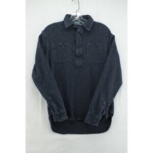 Vintage Polo Ralph Lauren Shirt Men's Small Blue Pullover Button Up Chin Strap
